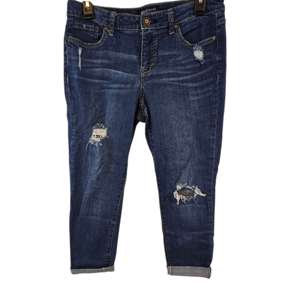 Bandolino Size 6P Dark Blue Distressed Jeans Karyn Boyfriend